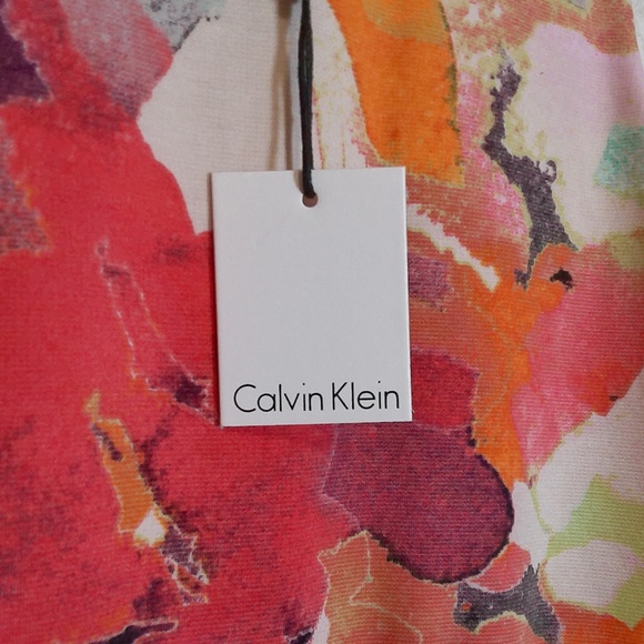 NWT Calvin Klein Watermelon Multi Color Bandage Wrap BodyCon Midi Dress Size 12 - Picture 2 of 11